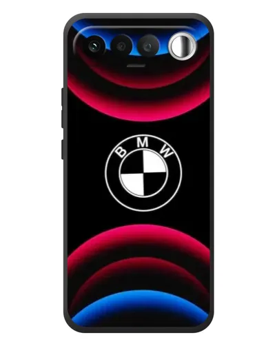 Чехол для RealMe 16 5G с картинкой «Логотип BMW и неоновые дуги»
