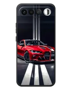 Чехол для RealMe 16 5G с картинкой «Красная BMW на дороге»