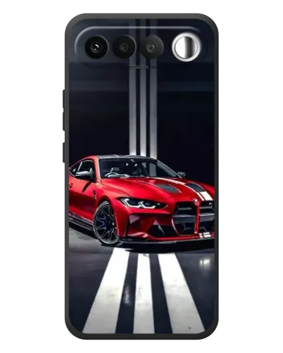 Чехол для RealMe 16 5G с картинкой «Красная BMW на дороге»