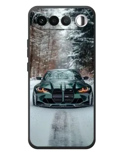 Чехол для RealMe 16 5G с картинкой «BMW в зимнем лесу»