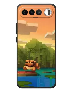 Чехол для RealMe 16 5G с картинкой «Майнкрафт закат солнца»