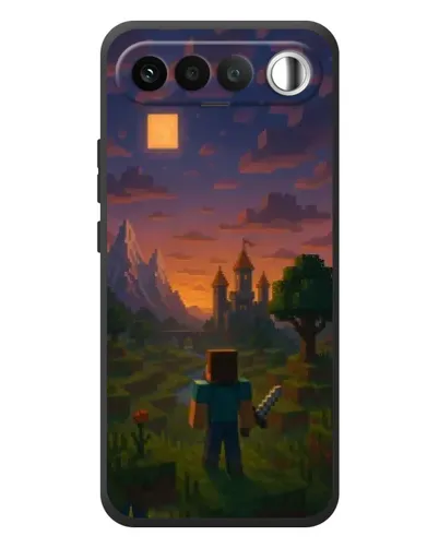 Чехол для RealMe 16 5G с картинкой «Стив у башни» Чехол для RealMe 16 5G с картинкой «Стив у башни»