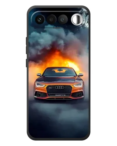 Чехол для RealMe 16 5G с картинкой «Audi в огненном дыму»