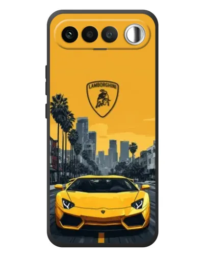 Чехол для RealMe 16 5G с картинкой «Желтый Lamborghini город» Чехол для RealMe 16 5G с картинкой «Желтый Lamborghini город»