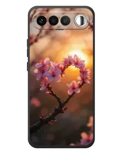 Чохол для RealMe 16 5G з картинкою «Рожевий цвіт  сердечко на тлі заходу»