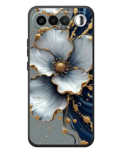 Чохол для RealMe 16 5G з картинкою «Біла квітка та золотий флюїд» Чохол для RealMe 16 5G з картинкою «Біла квітка та золотий флюїд»