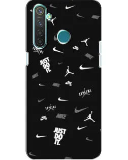 Чехол для Realme 5 Pro с картинкой «Nike Black Pattern»