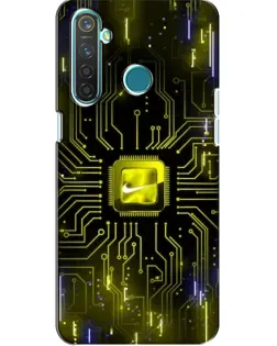 Чехол для Realme 5 Pro с картинкой «Nike — золотая искра»
