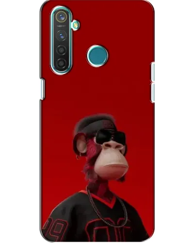 Чехол для Realme 5 Pro с картинкой «Bored Ape в красном»