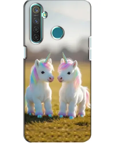 Чехол для Realme 5 Pro с картинкой «Пара единорогов»