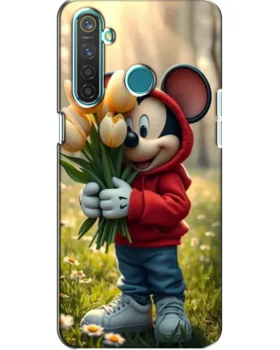 Чехол для Realme 5 Pro с картинкой «Микки с тюльпанами»