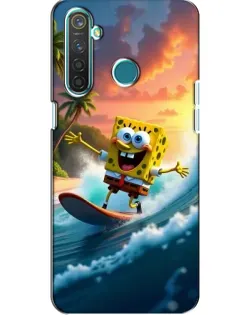 Чехол для Realme 5 Pro с картинкой «Губка Боб серфингист»