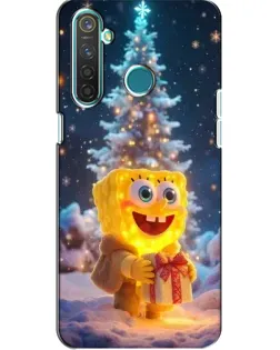 Чехол для Realme 5 Pro с картинкой «Рождественский Спанч Боб»