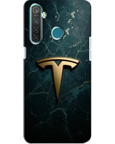 Чехол для Realme 5 Pro с картинкой «Мраморная Tesla Gold»
