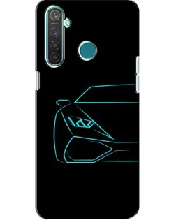 Чохол для Realme 5 Pro з картинкою «Блакитний силует Lamborghini»