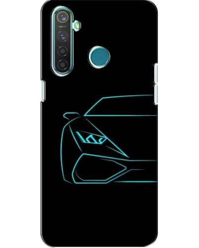Чохол для Realme 5 Pro з картинкою «Блакитний силует Lamborghini»