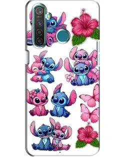 Чехол для Realme 5 Pro с картинкой «Стикеры Stitch и Angel»