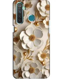 Чехол для Realme 5 Pro с картинкой «Белие бумажние  цвети»