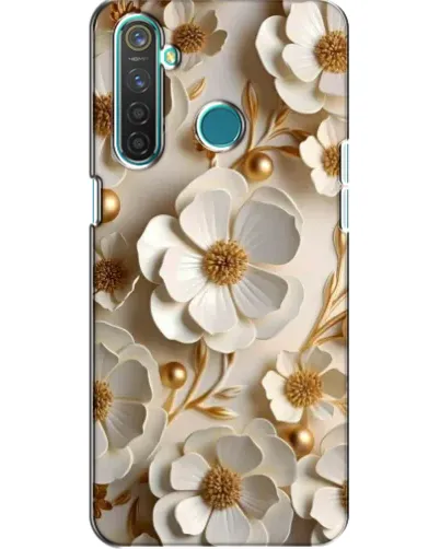 Чехол для Realme 5 Pro с картинкой «Белие бумажние  цвети»