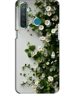 Чехол для Realme 5 Pro с картинкой «Ветка мелких белых цветов»