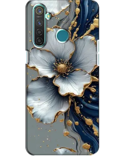 Чехол для Realme 5 Pro с картинкой «Белый цветок и золотой флюид» Чехол для Realme 5 Pro с картинкой «Белый цветок и золотой флюид»