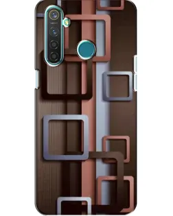 Чохол для Realme 5 Pro з картинкою «Коричневі об'ємні квадрати»