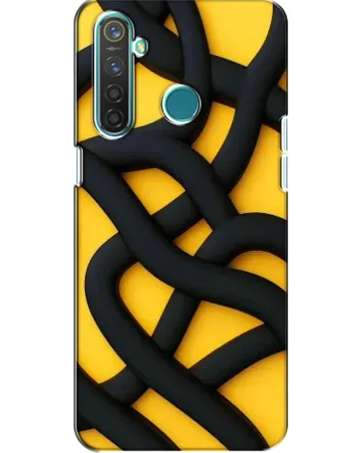 Чохол для Realme 5 Pro з картинкою «Чорне жовте переплетення»