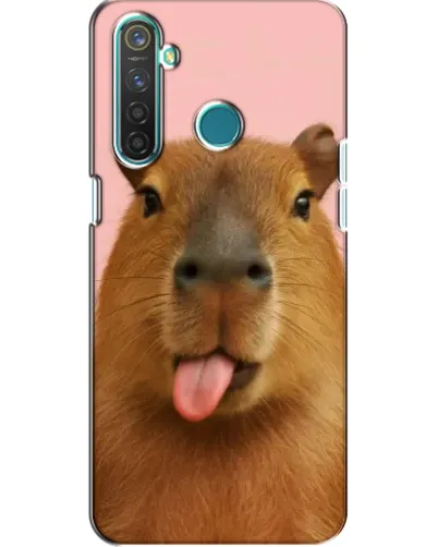 Чехол для Realme 5 Pro с картинкой «Капибара с языком»