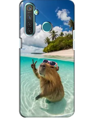 Чехол для Realme 5 Pro с картинкой «Капибара на море»