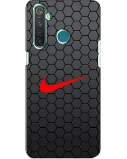 Чехол для Realme 5 с картинкой «Nike — карбоновая сетка»
