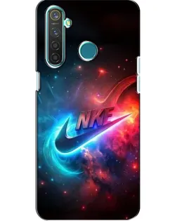 Чехол для Realme 5 с картинкой «Огненный логотип Nike»