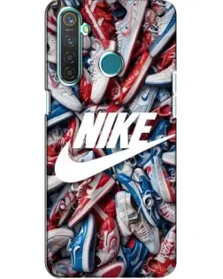 Чехол для Realme 5 с картинкой «Коллаж кроссовок Найк»