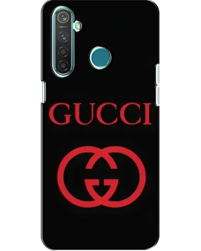 Чехол для Realme 5 с картинкой «Gucci — красный логотип»