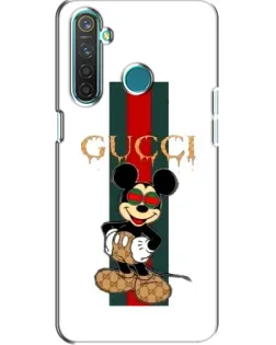 Чехол для Realme 5 с картинкой «Микки Маус Gucci — полосы»