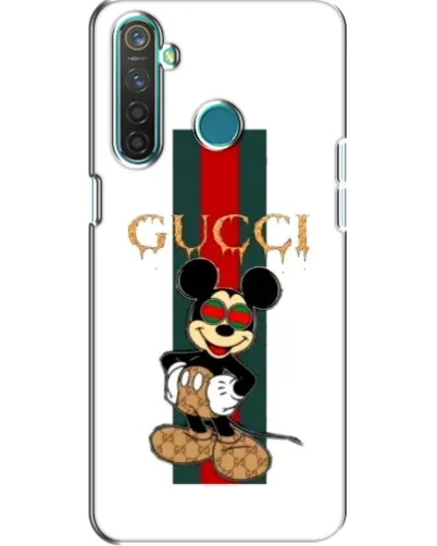 Чехол для Realme 5 с картинкой «Микки Маус Gucci — полосы»