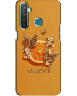 Чехол для Realme 5 с картинкой «Gucci — золотые бабочки»