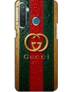 Чехол для Realme 5 с картинкой «Gucci — фирменная полоса и золото»