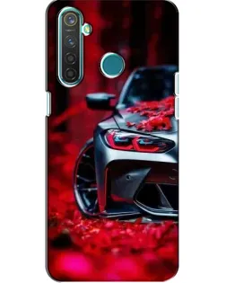 Чехол для Realme 5 с картинкой «Спортивная BMW и цветы»