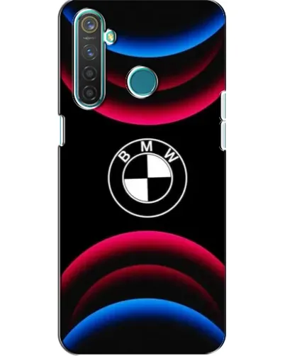 Чехол для Realme 5 с картинкой «Логотип BMW и неоновые дуги»