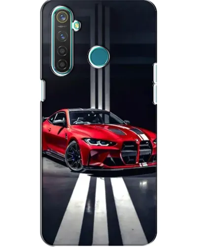 Чехол для Realme 5 с картинкой «Красная BMW на дороге»