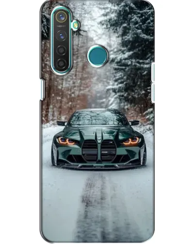 Чехол для Realme 5 с картинкой «BMW в зимнем лесу»