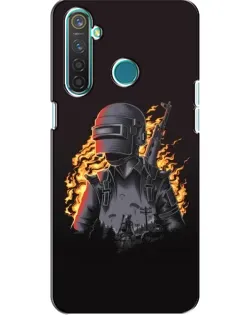 Чехол для Realme 5 с картинкой «PUBG — огненный силуэт»