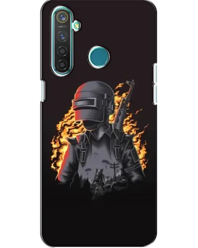 Чехол для Realme 5 с картинкой «PUBG — огненный силуэт»