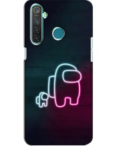 Чехол для Realme 5 с картинкой «Among Us неон-арт»