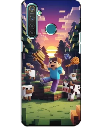 Чехол для Realme 5 с картинкой «Стив на ферме»