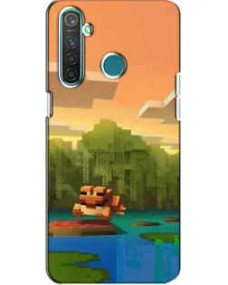 Чехол для Realme 5 с картинкой «Майнкрафт закат солнца»