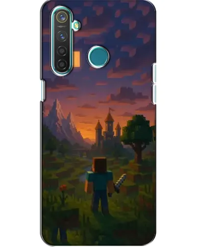Чехол для Realme 5 с картинкой «Стив у башни»