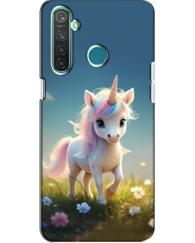 Чехол для Realme 5 с картинкой «Единорог на поляне»