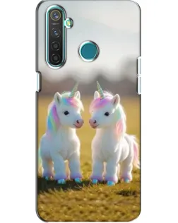 Чехол для Realme 5 с картинкой «Пара единорогов»