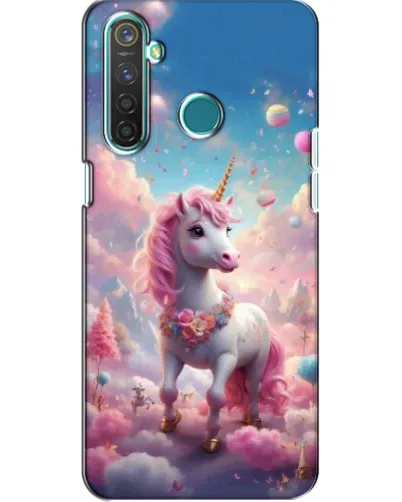 Чехол для Realme 5 с картинкой «Единорог среди облаков»